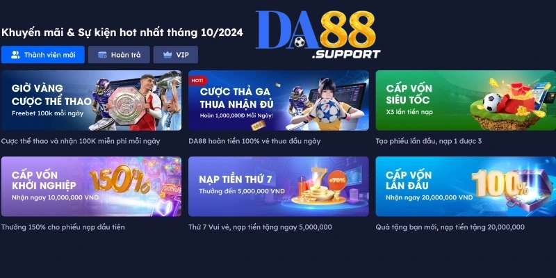 Chương trình khuyến mãi mới nhất DA88